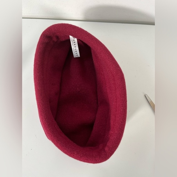 Parkhurst Women’s 100% Wool Hat Red Cloche Packable Made in Canada Flower - Picture 4 of 7